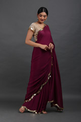 Maroon Saree With Gold Blouseuntitled (3 of 11)